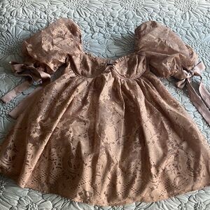 For Love & Lemons Blush Lace Mini Dress